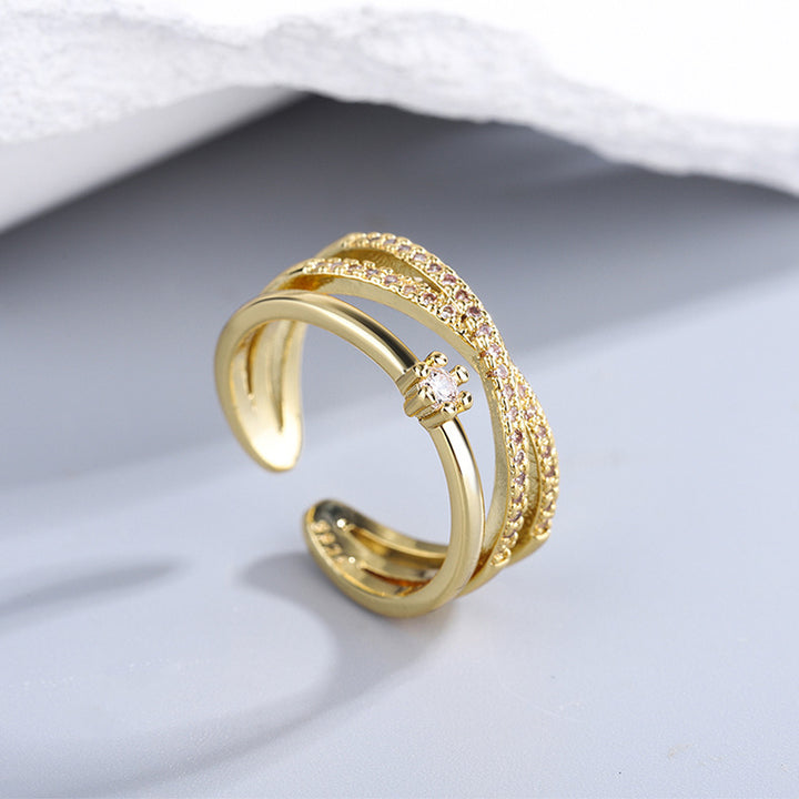 Stellar Interwoven Triple Band Pavé Ring (Light Luxury Niche Design Band)