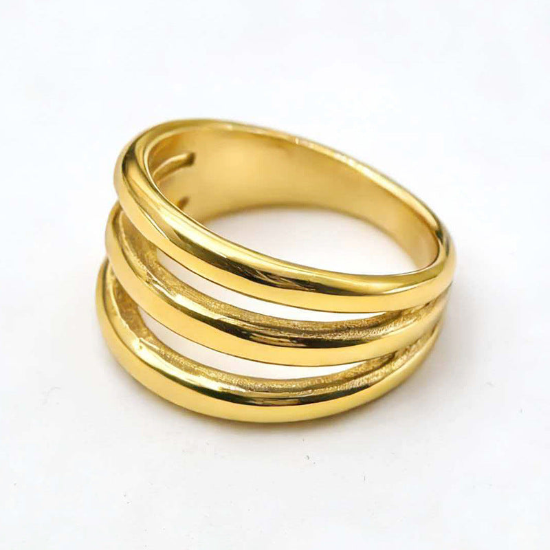 Triple Wrap Band Ring, Gold Silver Minimalist 3 Lines Stacked Ring For Women