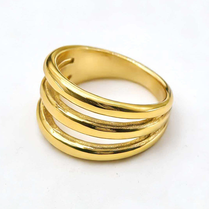 Triple Wrap Band Ring, Gold Silver Minimalist 3 Lines Stacked Ring For Women