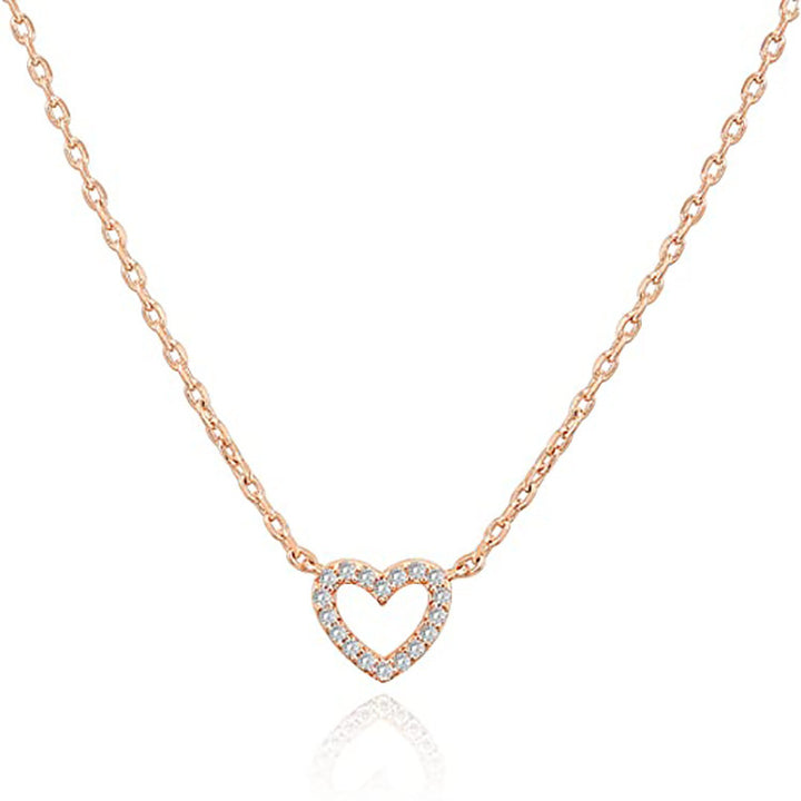 Hollow Heart Pave Necklace
