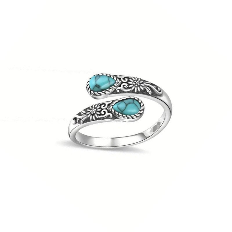 S925 Silver Celtic Knot Black Onyx Open Ring (Vintage Retro Statement Band)