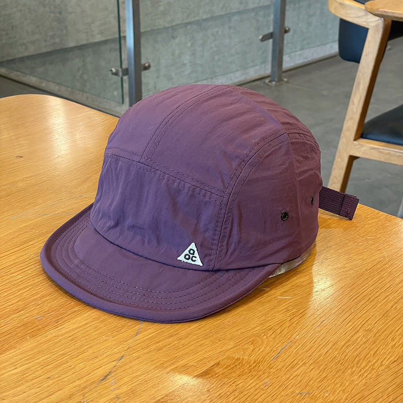European & American Outdoor 5-Panel Quick Dry Short Brim Camp Cap, Lightweight Breathable Adjustable Sun Hat for Hiking & Camping