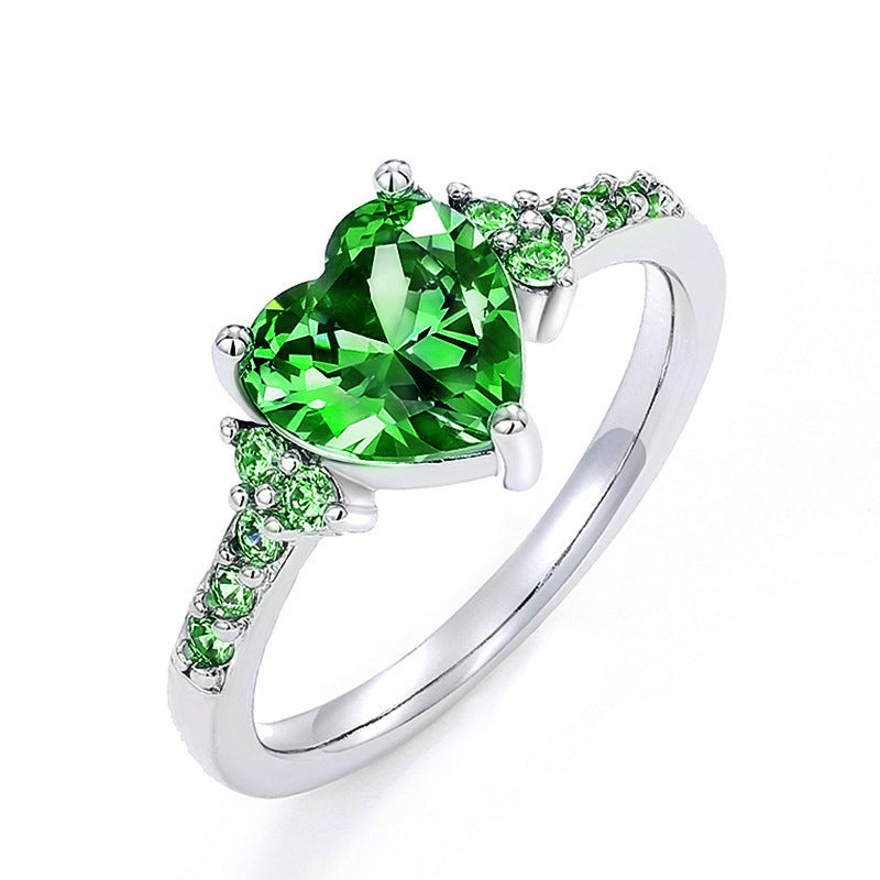 Heart‑Cut Center Diamond Ring With Side Pave Diamond, Multi‑Color Options