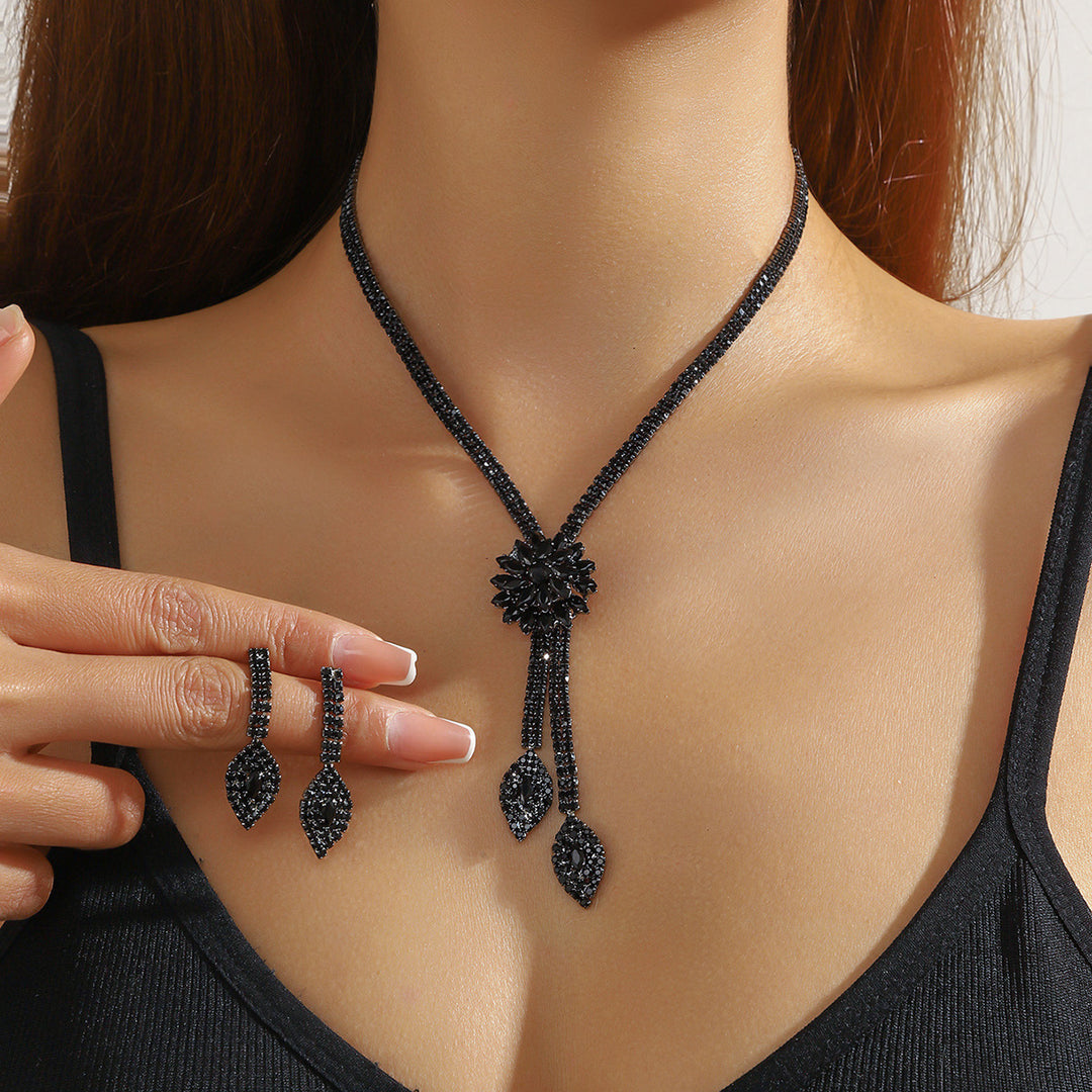 Marquise Diamond Tassel Formal S925 Silver Jewelry Set