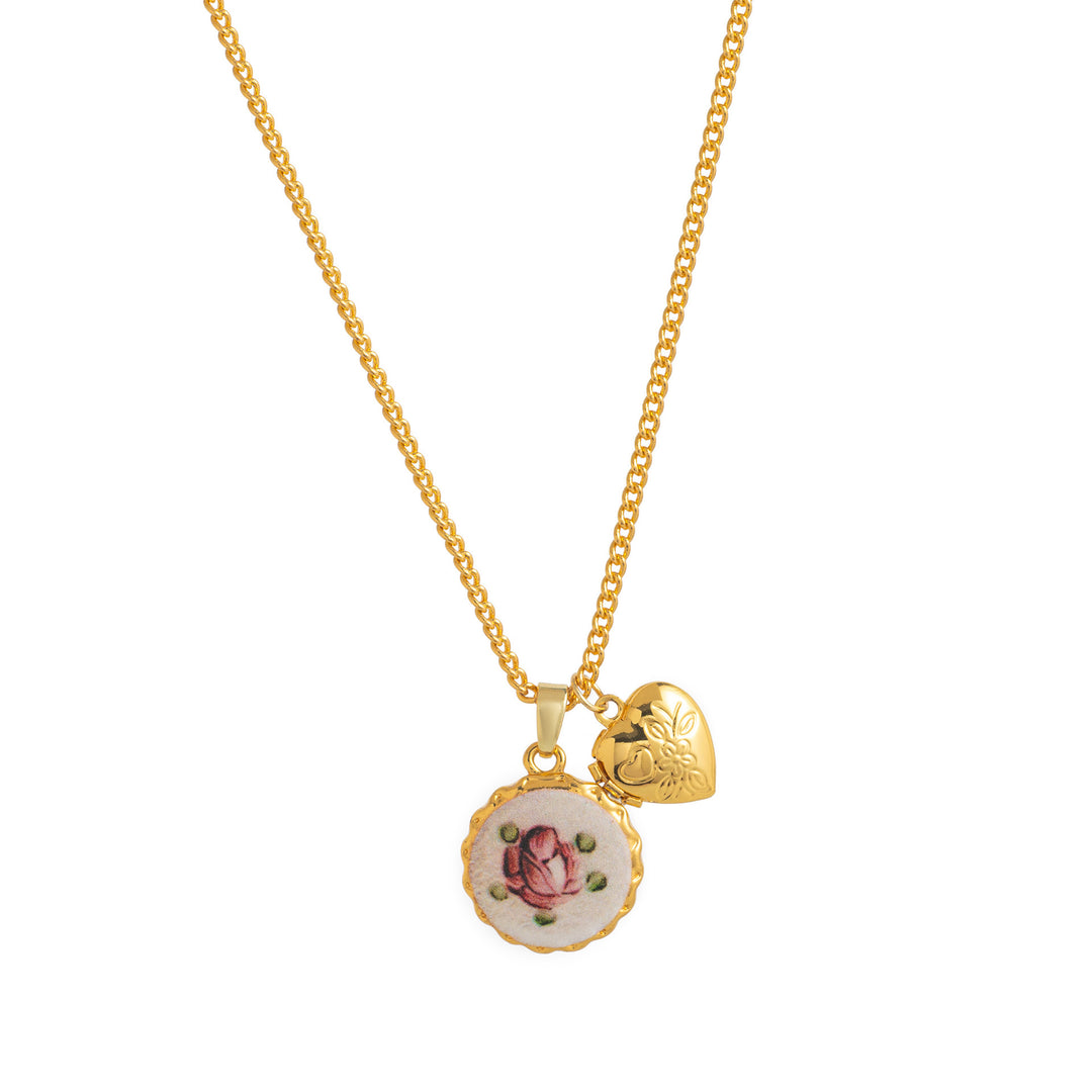 Vintage Floral Ceramic Tile Necklace Set (French Gentle Pastoral Choker)
