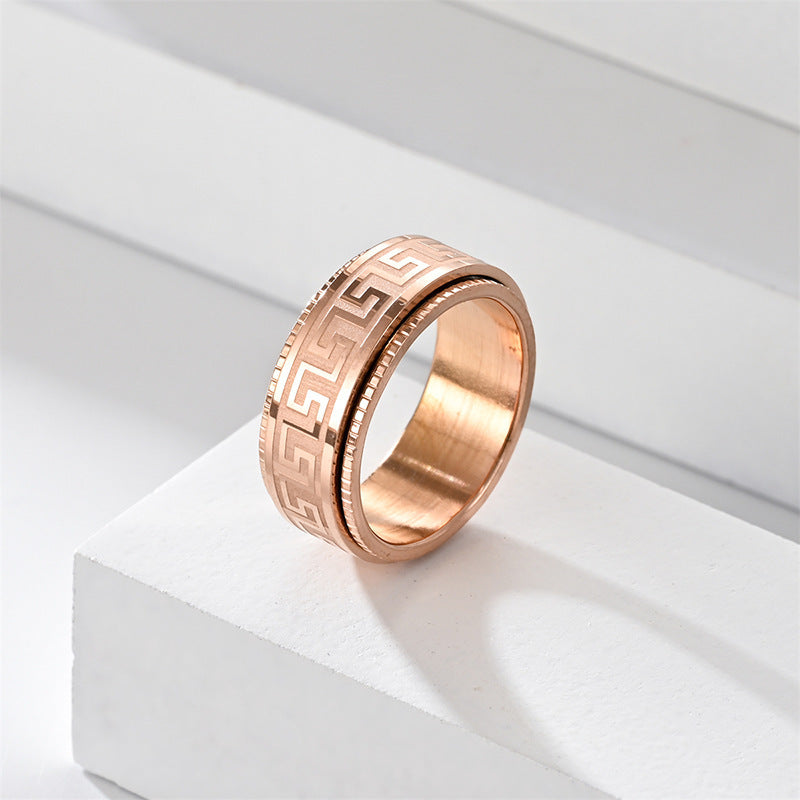 Greek Key Spinner Fidget Ring