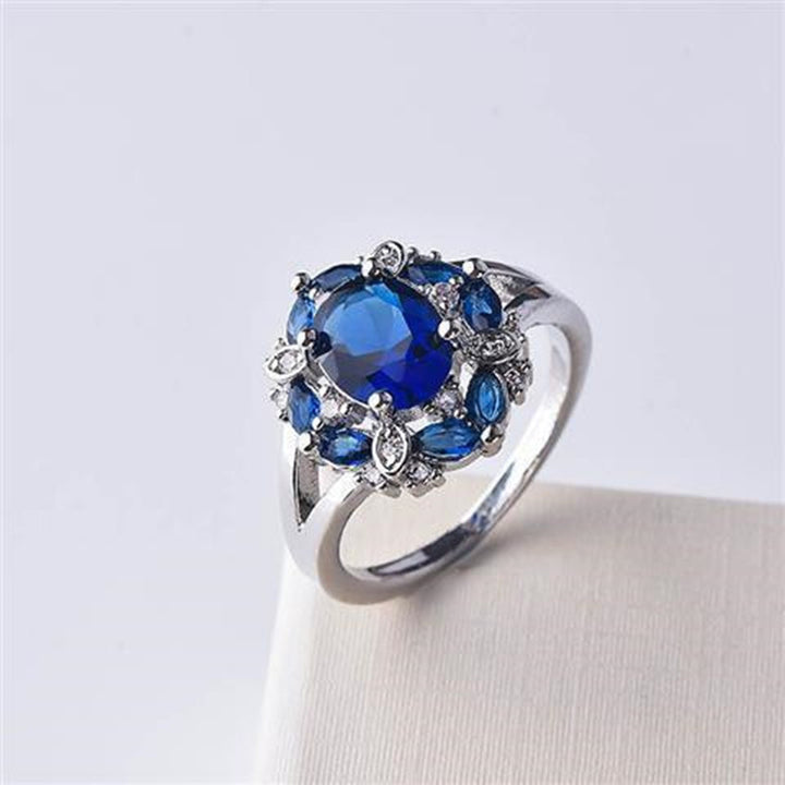 Oval‑Cut Main Stone Multi‑Color Halo Diamond Ring, Multi‑Color Options
