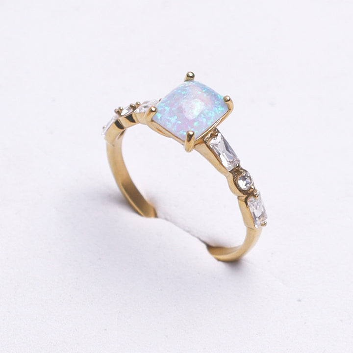 Square‑Cut Main Diamond Ring With Baguette Side Diamond, Multi‑Color Options