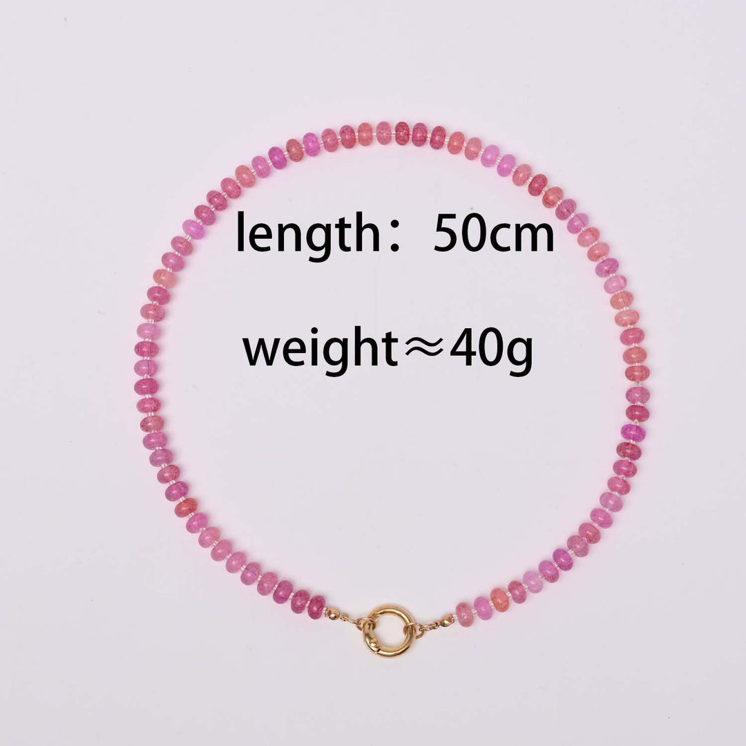 Dopamine Rainbow Beaded Pendant Necklace (Multi-Color Natural Stone Choker)