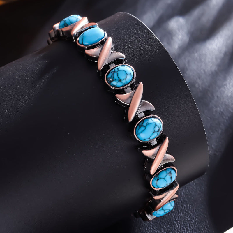 Vintage Copper Multi-Stone Magnetic Therapy Bracelet (Multiple Styles Women's Health Bangle)