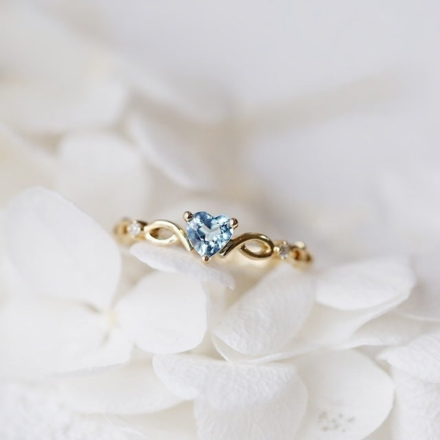 Infinity Symbol Heart Colored Diamond Thin Ring, Gold & Silver Light Luxury Love Stone Band