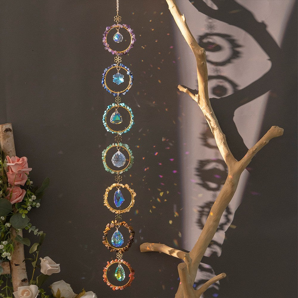 7-Chakra Natural Crystal Dreamcatcher Ornament (Healing Energy Style Series)