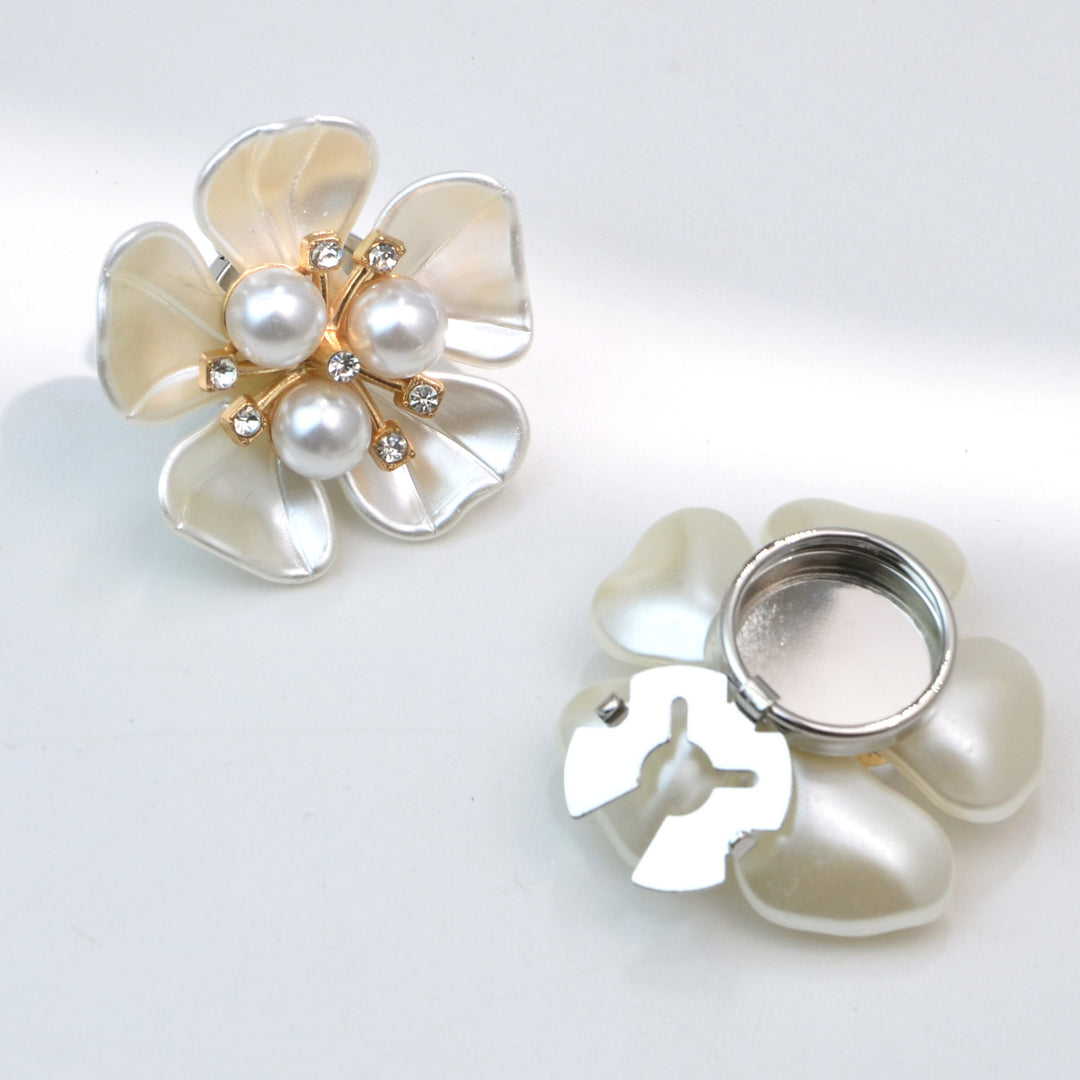 Shell Pearl Flower Shirt Button Covers — Turtle Cuff Clips & Fashion Accessories