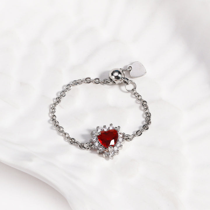 Elegant Ocean Heart Adjustable Chain Ring for Women — Vintage Chic Design