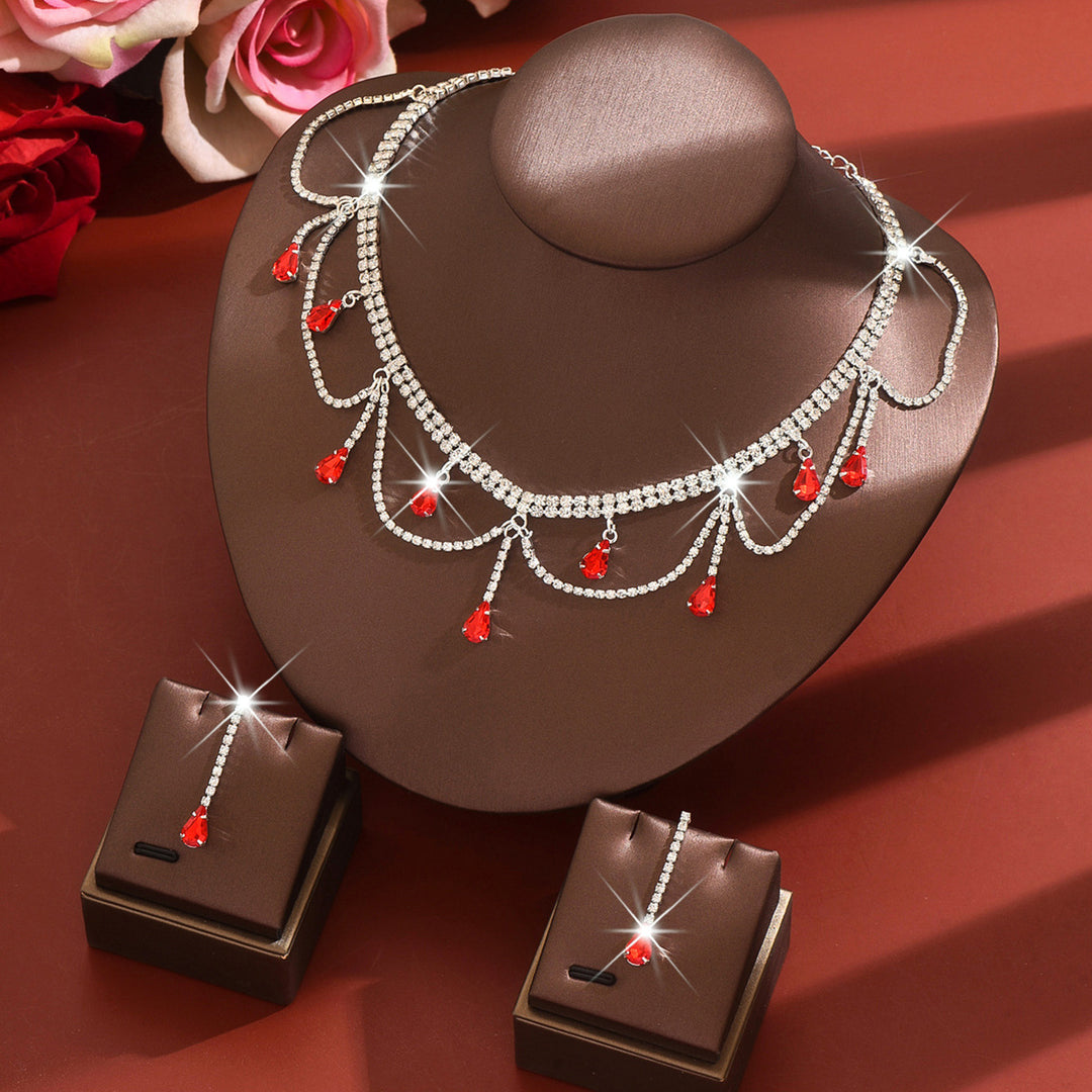 Tassel Drop Rhinestone Choker & Earring Set (Light Luxury Gala Accessory Set)