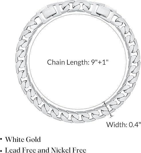 925 Sterling Silver Plated Cuban Link Chunky Chain Anklet