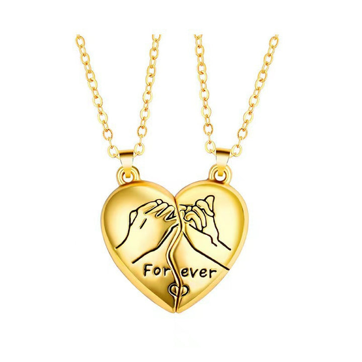 Creative Pinky Promise Heart Magnetic Couple Necklace