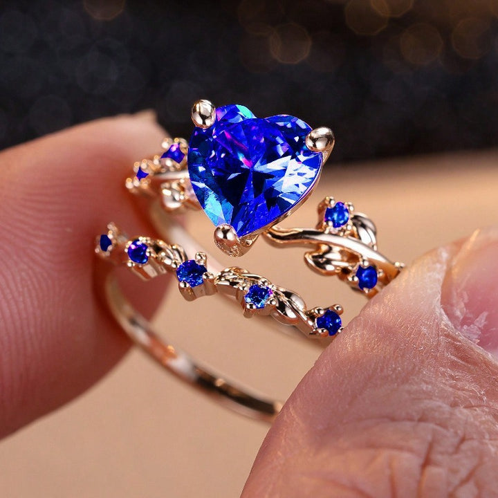 Heart-Shaped Colored Gem Vine Stackable Ring (Sweet Vitality Multi-Color Style)