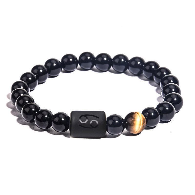 12 Constellations Obsidian Tiger Eye Stone Bracelet