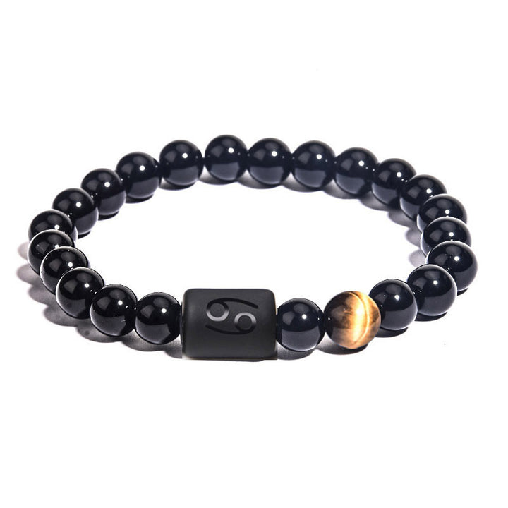 12 Constellations Obsidian Tiger Eye Stone Bracelet