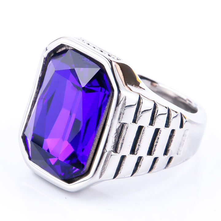 Multi-Color Gem Wide-Face Men's Ring (Light Luxury Bold Style)