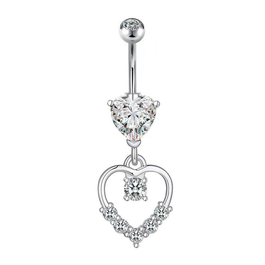 S925 Silver Diamond Pendant Belly Button Ring (Sweet-Cool Luxury Multi-Style)