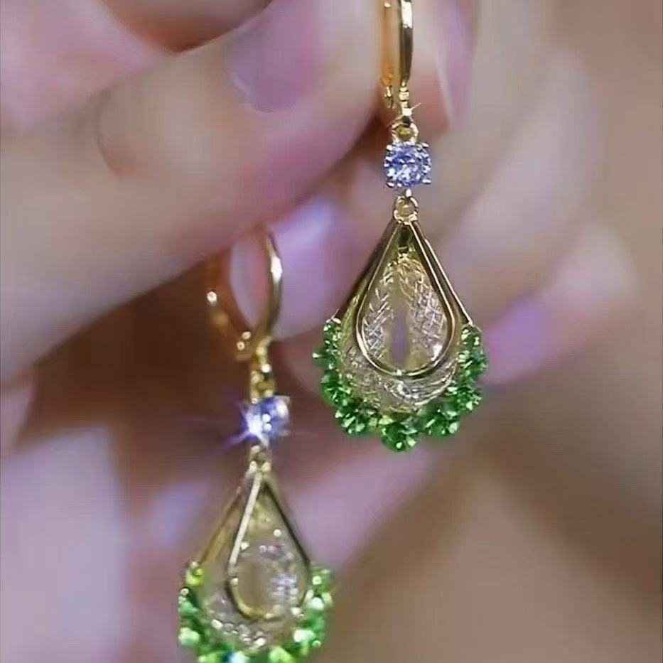 Teardrop Filigree Gemstone Drop Earrings (Luxury Vintage Elegant Earrings)