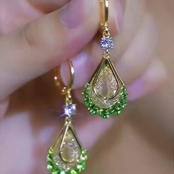 Teardrop Filigree Gemstone Drop Earrings (Luxury Vintage Elegant Earrings)