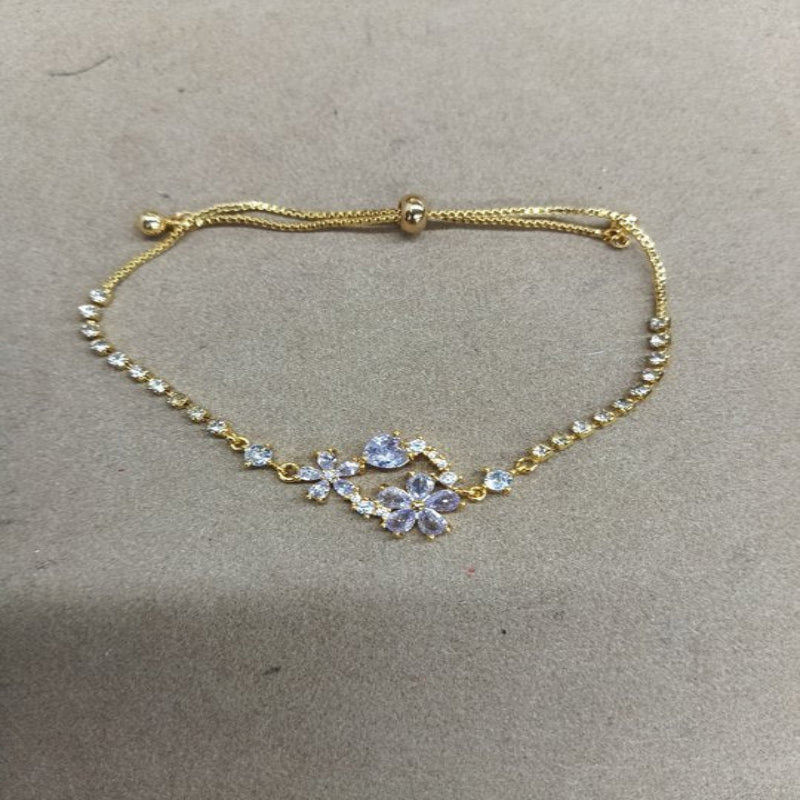 Multicolor Floral Adjustable Pull Bracelet, Multi Diamond Flower Elegant Women Jewelry