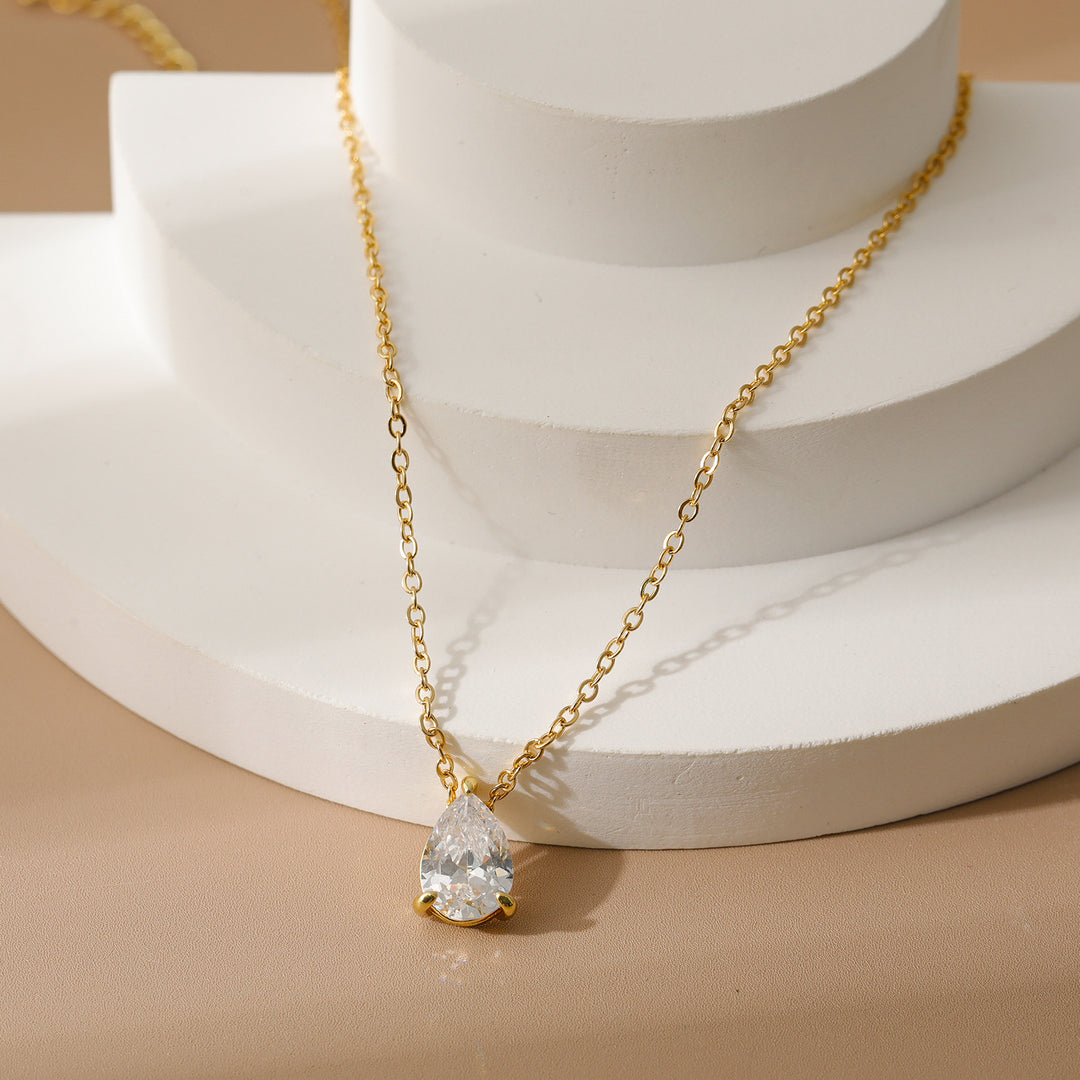 December Birthstone Teardrop Choker (Light Luxury Niche Rainbow Pendant Necklace)