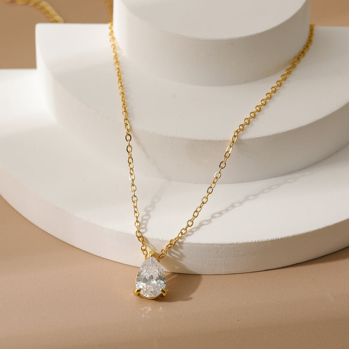 December Birthstone Teardrop Choker (Light Luxury Niche Rainbow Pendant Necklace)