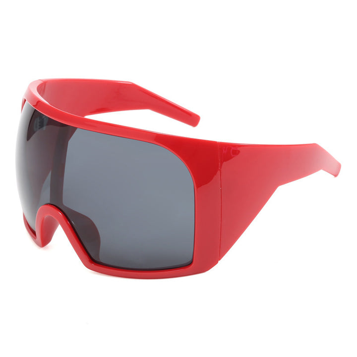 One-Piece Oversized Futuristic Cycling Sunglasses, Multi-Color Wide Frame Anti-Glare Street Fashion UV Protection Shades