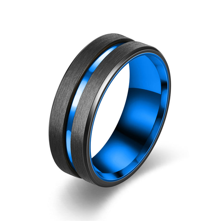Men's Brushed Groove Color Accent Ring (Multi-Color Unisex Band)