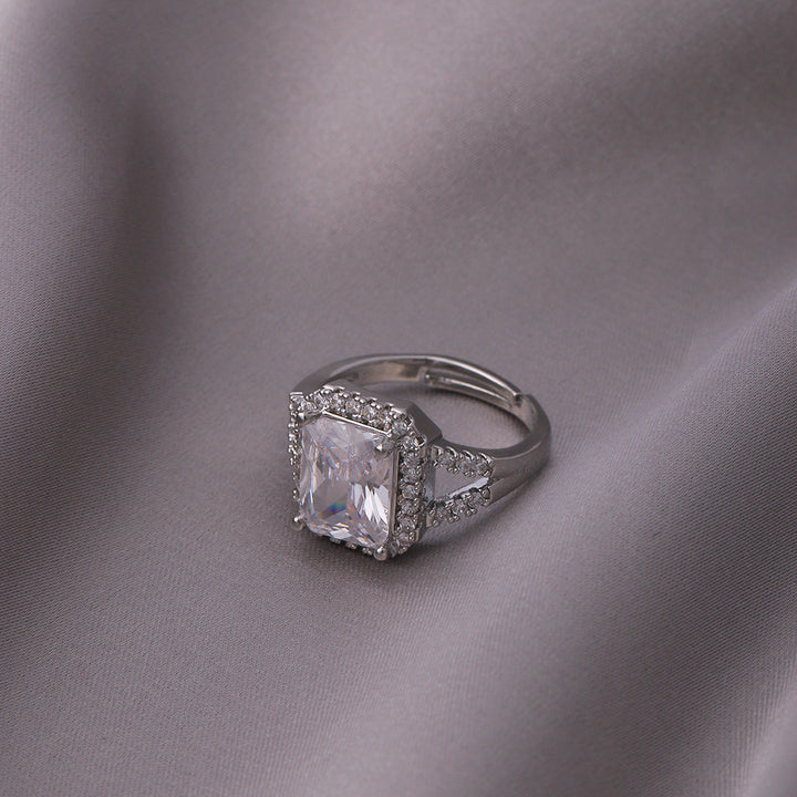 Emerald-Cut Diamond Open Ring (Vintage Luxury Pavé Band)