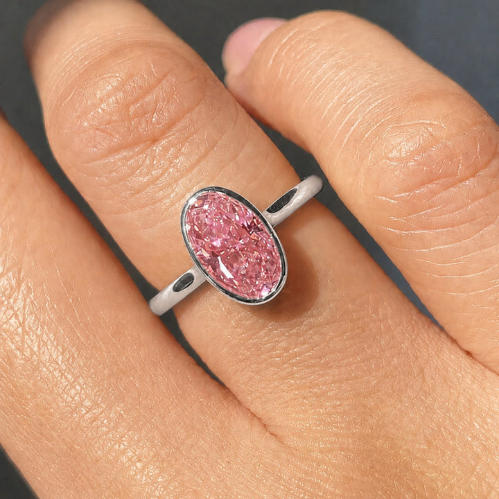 Oval Bezel Set Diamond Ring