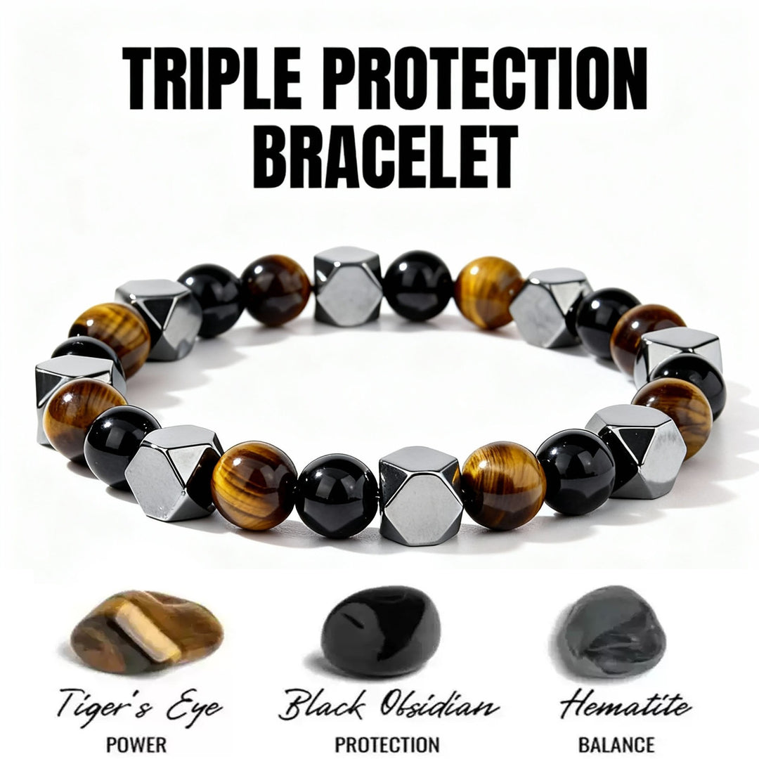 Faceted Black Onyx Stretch Bracelet for Men, Geometric Stone Energy Beaded Bracelet