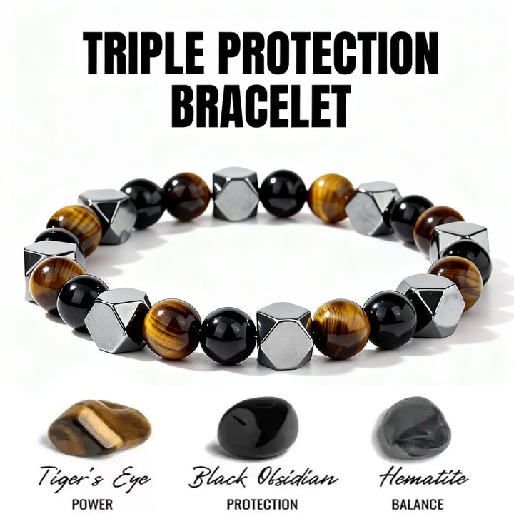 Faceted Black Onyx Stretch Bracelet for Men, Geometric Stone Energy Beaded Bracelet