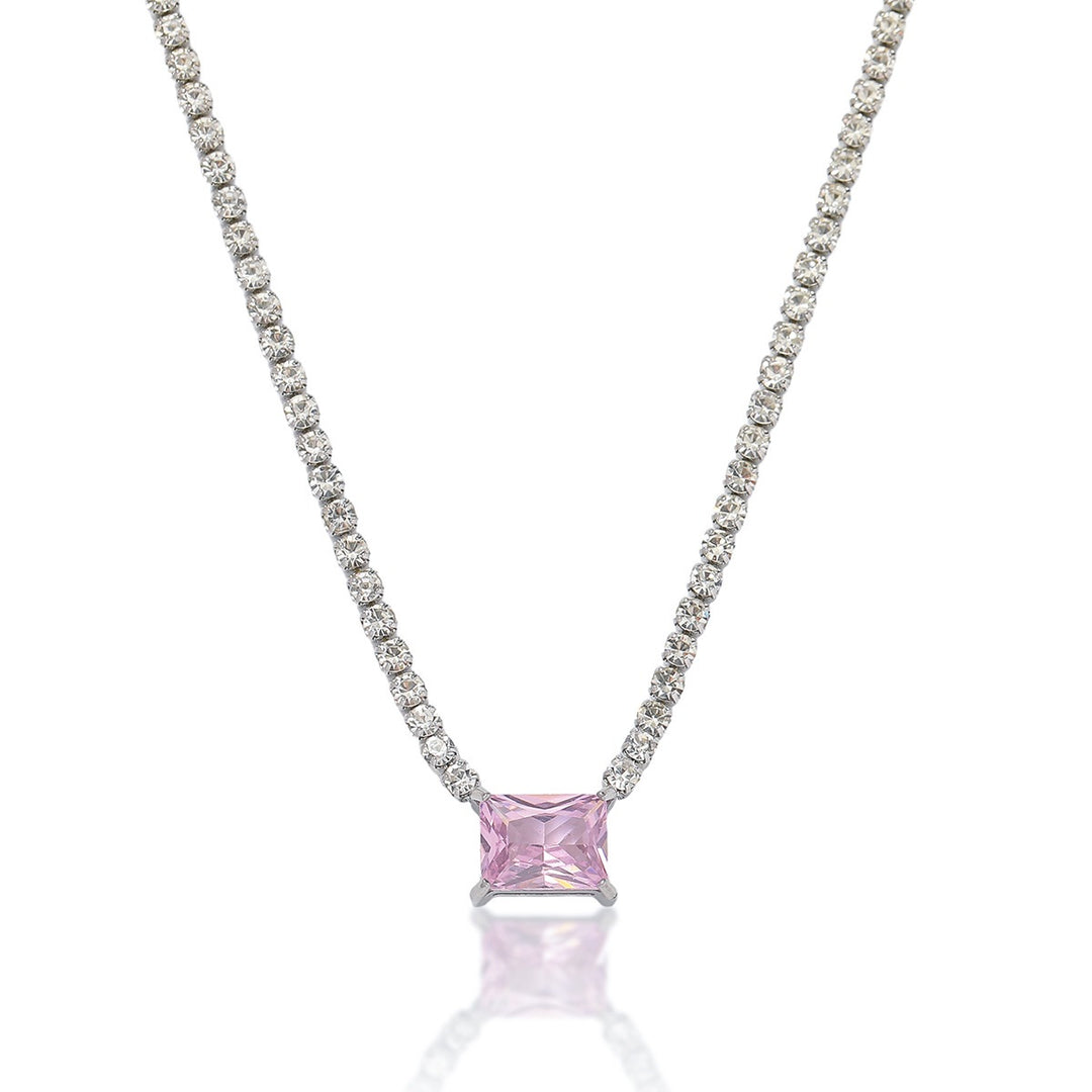 Multi-Cut Colored Diamond Tennis Necklace, Luxury Full Pave Clavicle Chain (6 Styles)