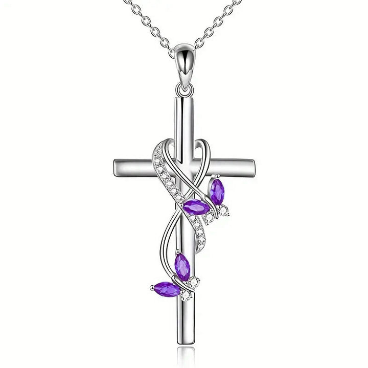 Heart Wrapped Butterfly Cross Necklace, Multiple Colors Available