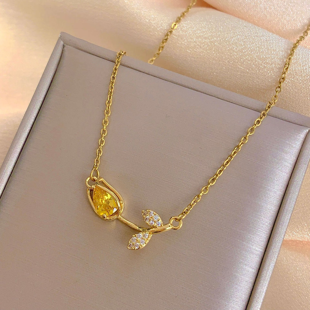 Tulip Gemstone Choker Set (Light Luxury Niche Fresh Necklace)