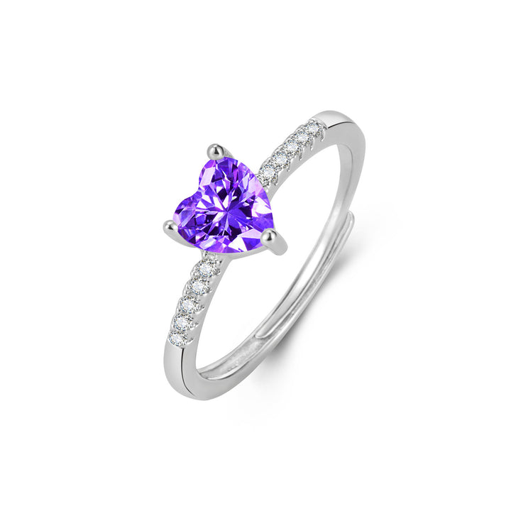 Multi-Color Heart Cut Diamond Open Ring Set (Sweet-Cool Girl Dopamine Style)