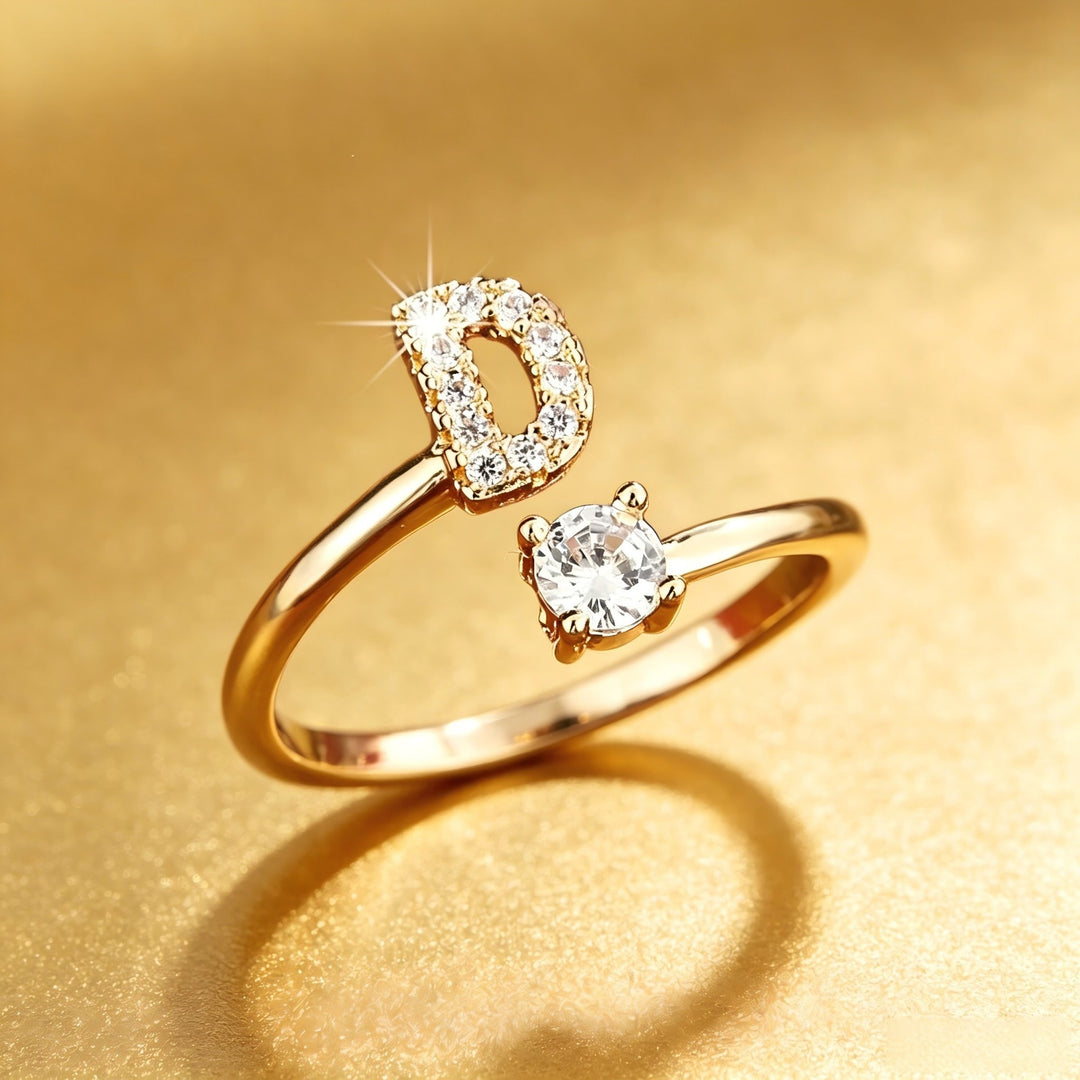 Initial Diamond Open Ring