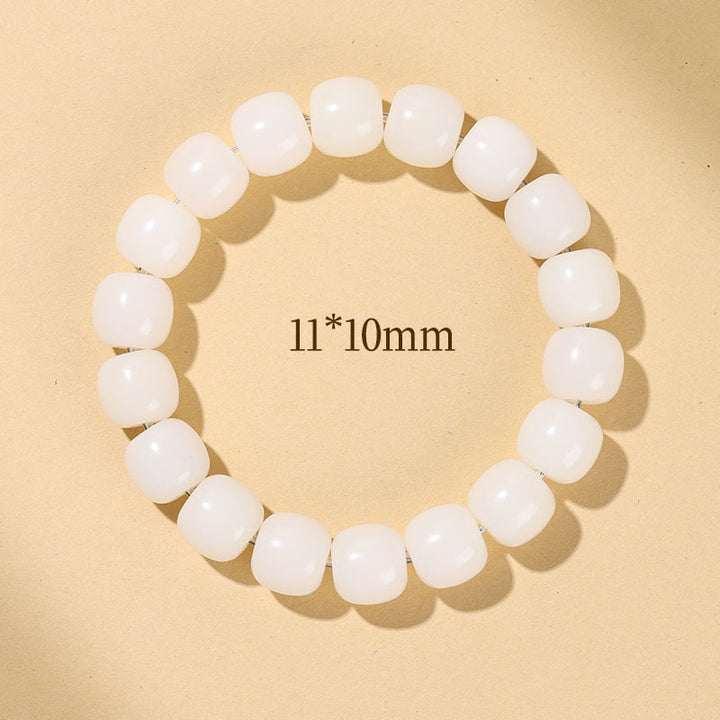 White Jade Old Barrel Bead Bracelet (Warm Elegant Playable Jewelry)