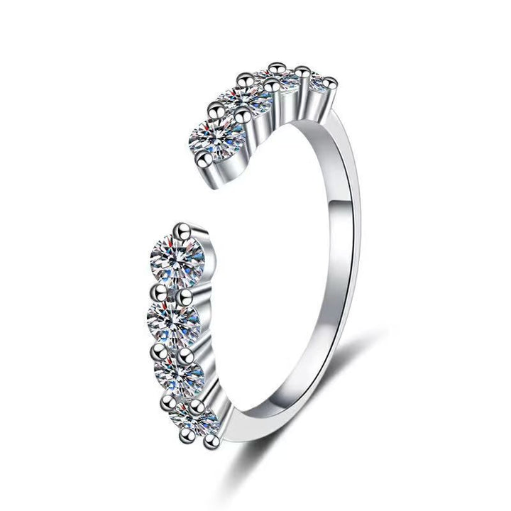 Marquise‑Cut Main Diamond Double Stackable S925 Sterling Silver Ring,2‑Tone Available