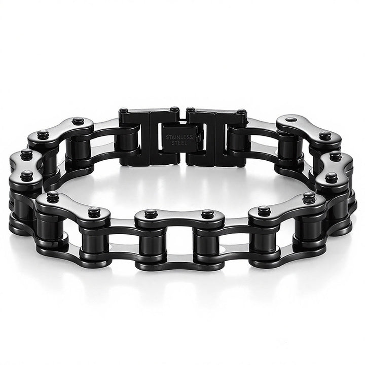 Motorcycle Chain Stainless Steel Bracelet (Men's Edgy Punk Style Titanium Steel Band)