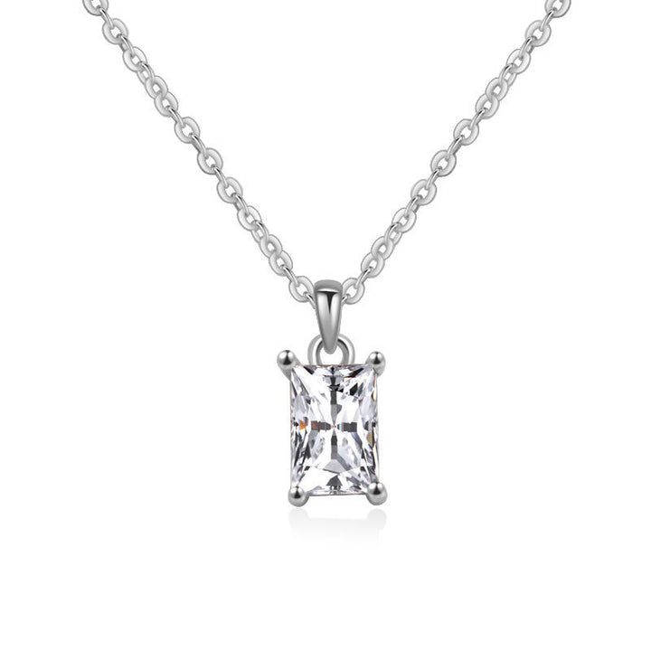 Multicolor Rectangular Diamond Pendant Necklace