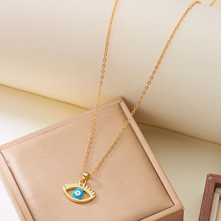 Retro Exotic Evil Eye Enamel Pendant Necklace