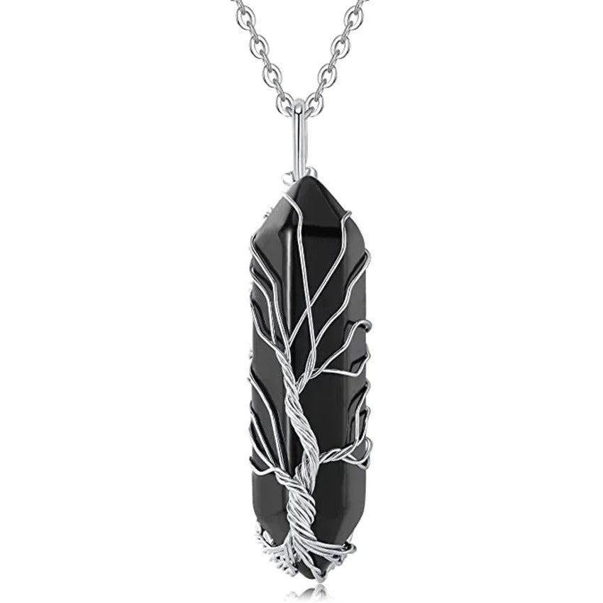 Obsidian Energy Pendant Necklace (Occult Healing Style)