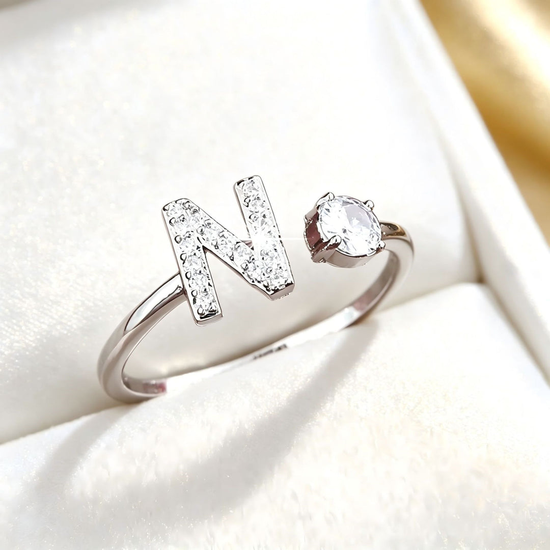 Initial Diamond Open Ring