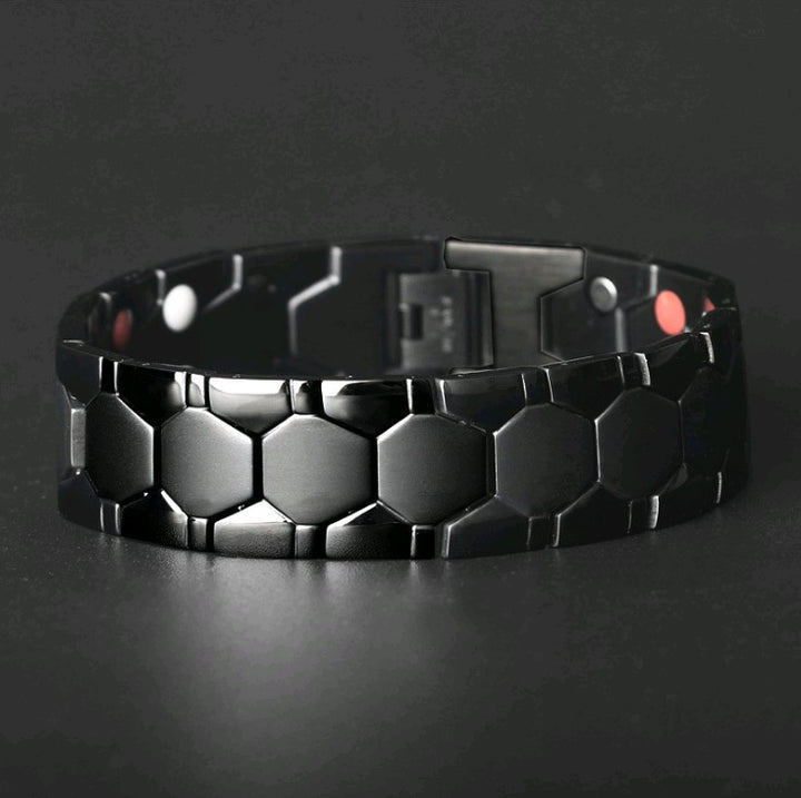 Hexagonal Titanium Steel Magnetic Men's Business Bracelet, Multi-Color Luxury Detachable Adjustable Strap-Style Wristband